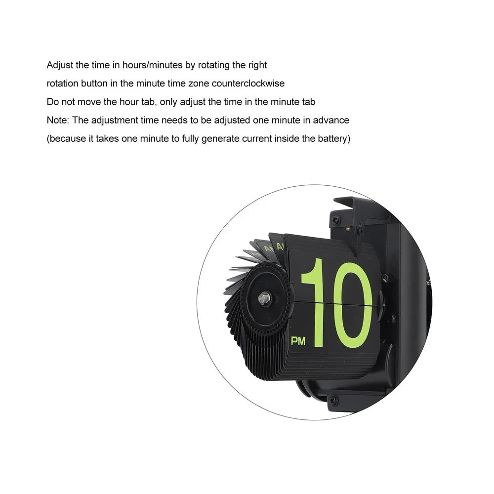 Automatic Flip Page Clock Home Retro Balance Page Turning Table Clock (without Battery) - Black / Green Numbers - 5