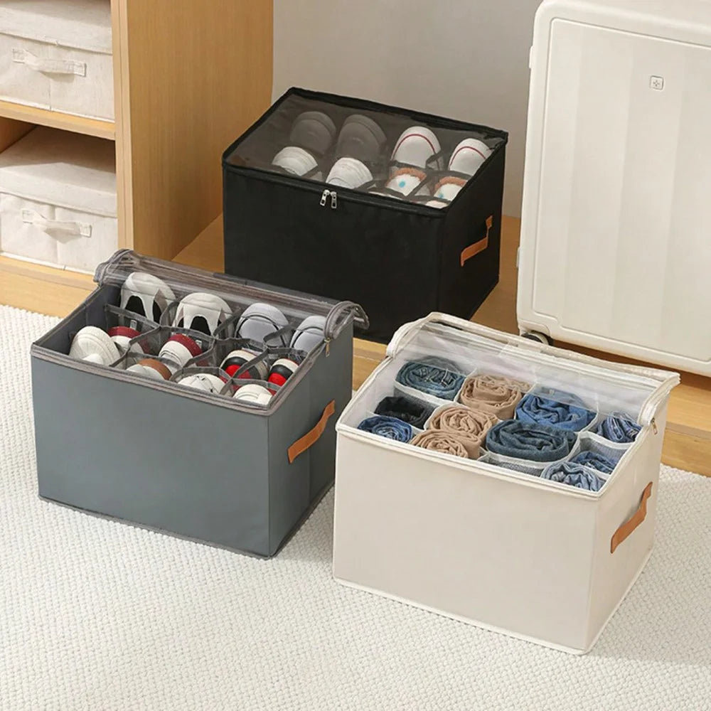Foldable Cloth Shoe Organizer Box Dustproof Moisture-Resistant Shoes Storage Container - Black - 6