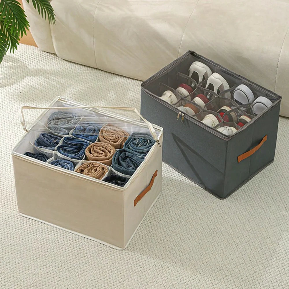 Foldable Cloth Shoe Organizer Box Dustproof Moisture-Resistant Shoes Storage Container - Black - 7