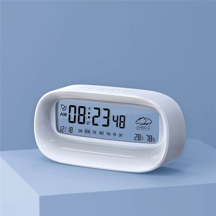 Smart Calendar Alarm Clock Transparent Multi-Function Home Office Desktop Digital Clock - White - 3