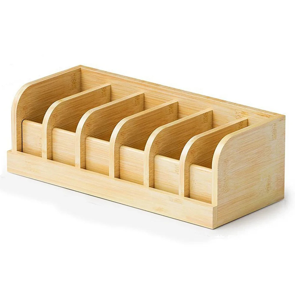 Bamboo Belt Organizer Storage Box Multi Compartment Wardrobe Waist Belt Accessory Holder - 1