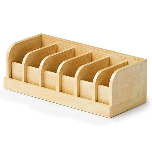 Bamboo Belt Organizer Storage Box Multi Compartment Wardrobe Waist Belt Accessory Holder - 1