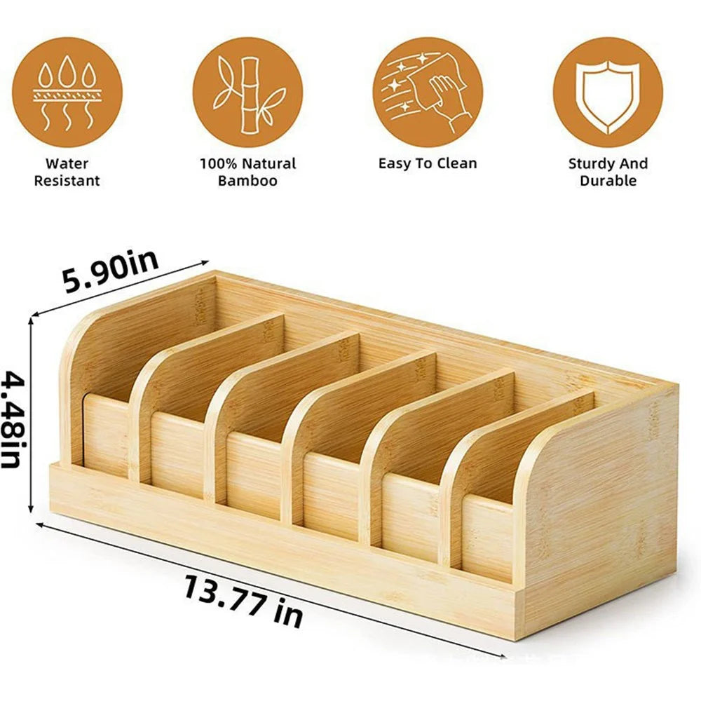 Bamboo Belt Organizer Storage Box Multi Compartment Wardrobe Waist Belt Accessory Holder - 5
