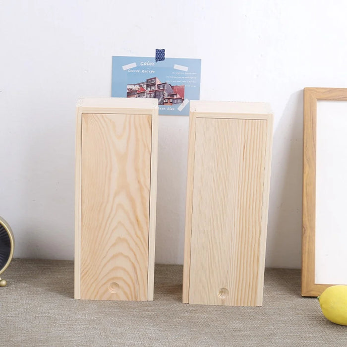Minimalist Wooden Storage Box with Sliding Lid Rectangular Home Organizer - 5