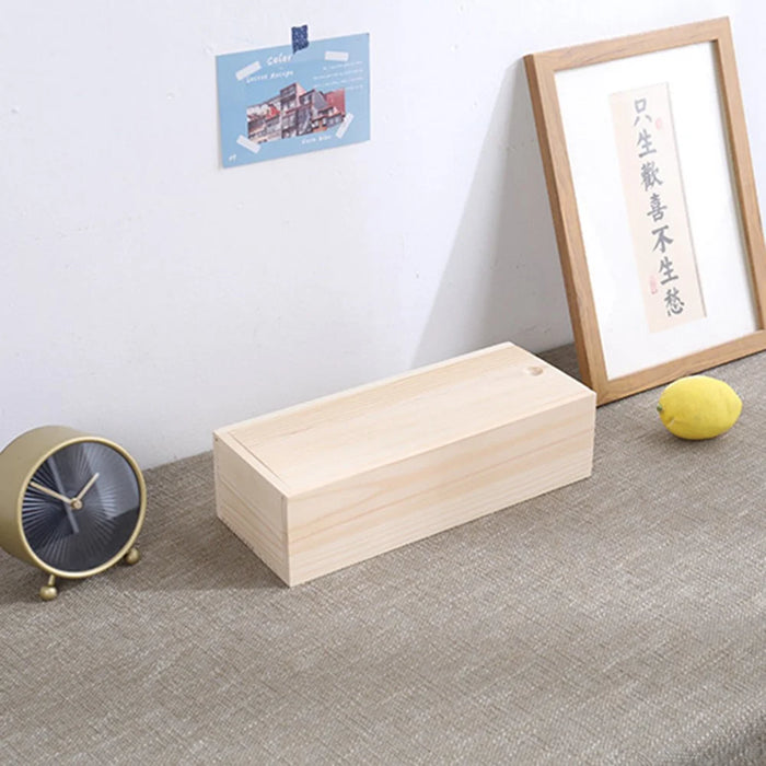 Minimalist Wooden Storage Box with Sliding Lid Rectangular Home Organizer - 6