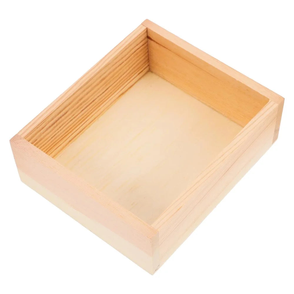 Wooden Desktop Organizer Box 20 x 20 x 8cm Multipurpose Lidless Storage Container For Documents Jewelry Accessories - 1