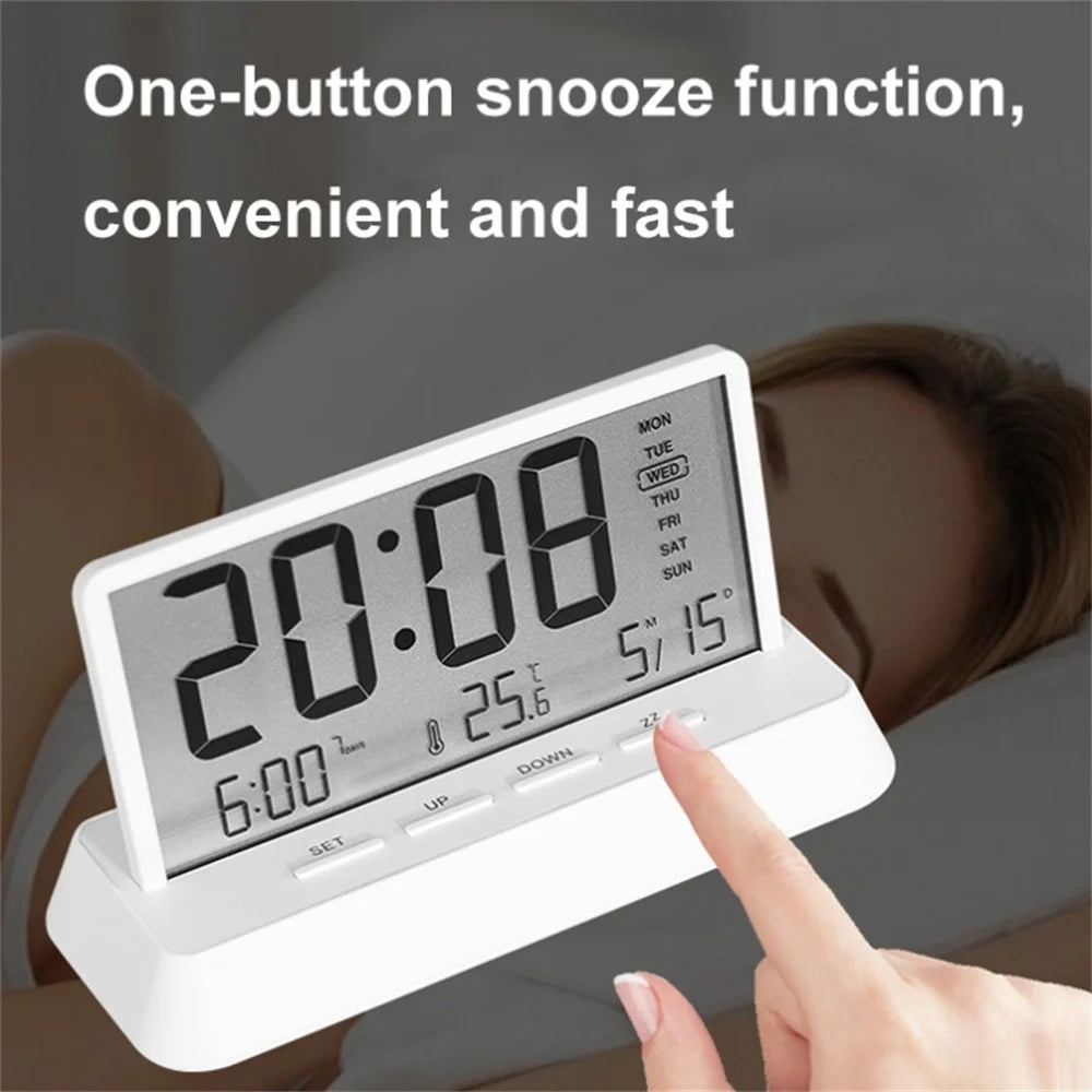 2301 LED Display Multifunction Digital Alarm Clock with Temperature Calendar Snooze Function - Black / Transparent - 3