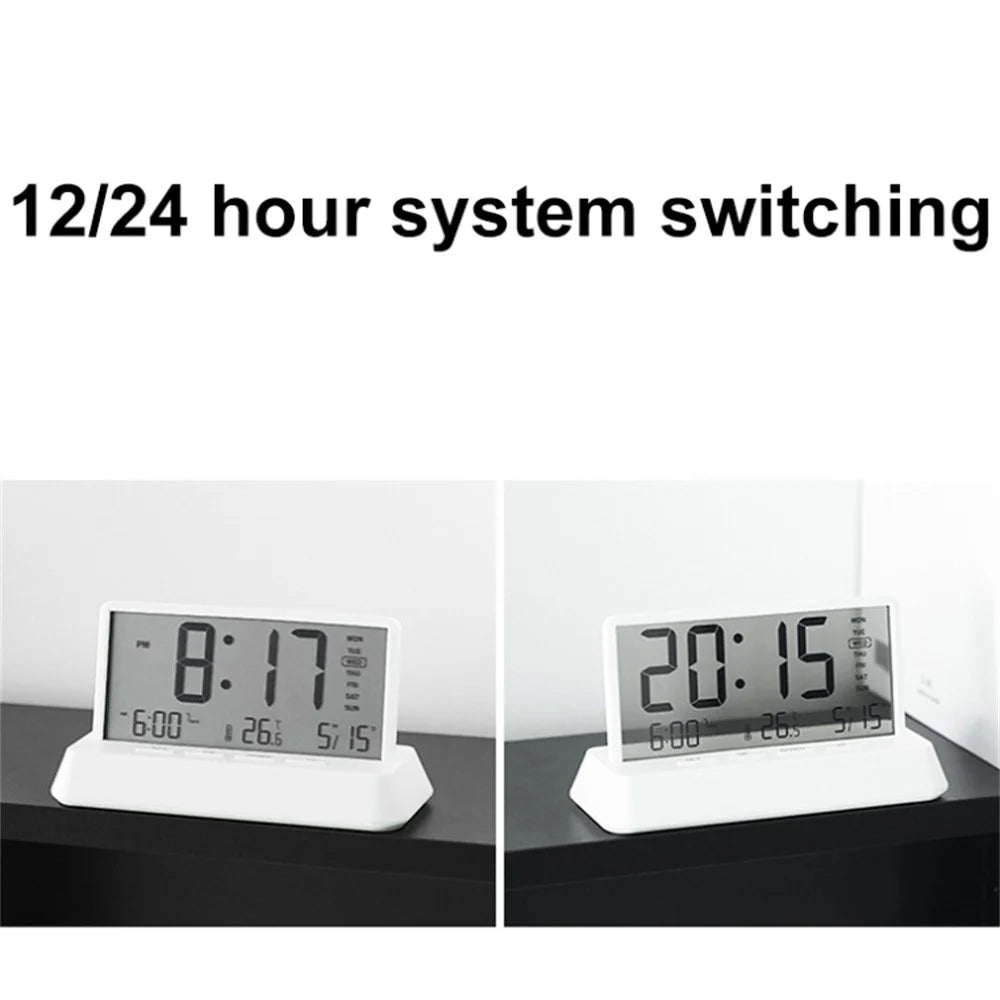 2301 LED Display Multifunction Digital Alarm Clock with Temperature Calendar Snooze Function - Black / Transparent - 5
