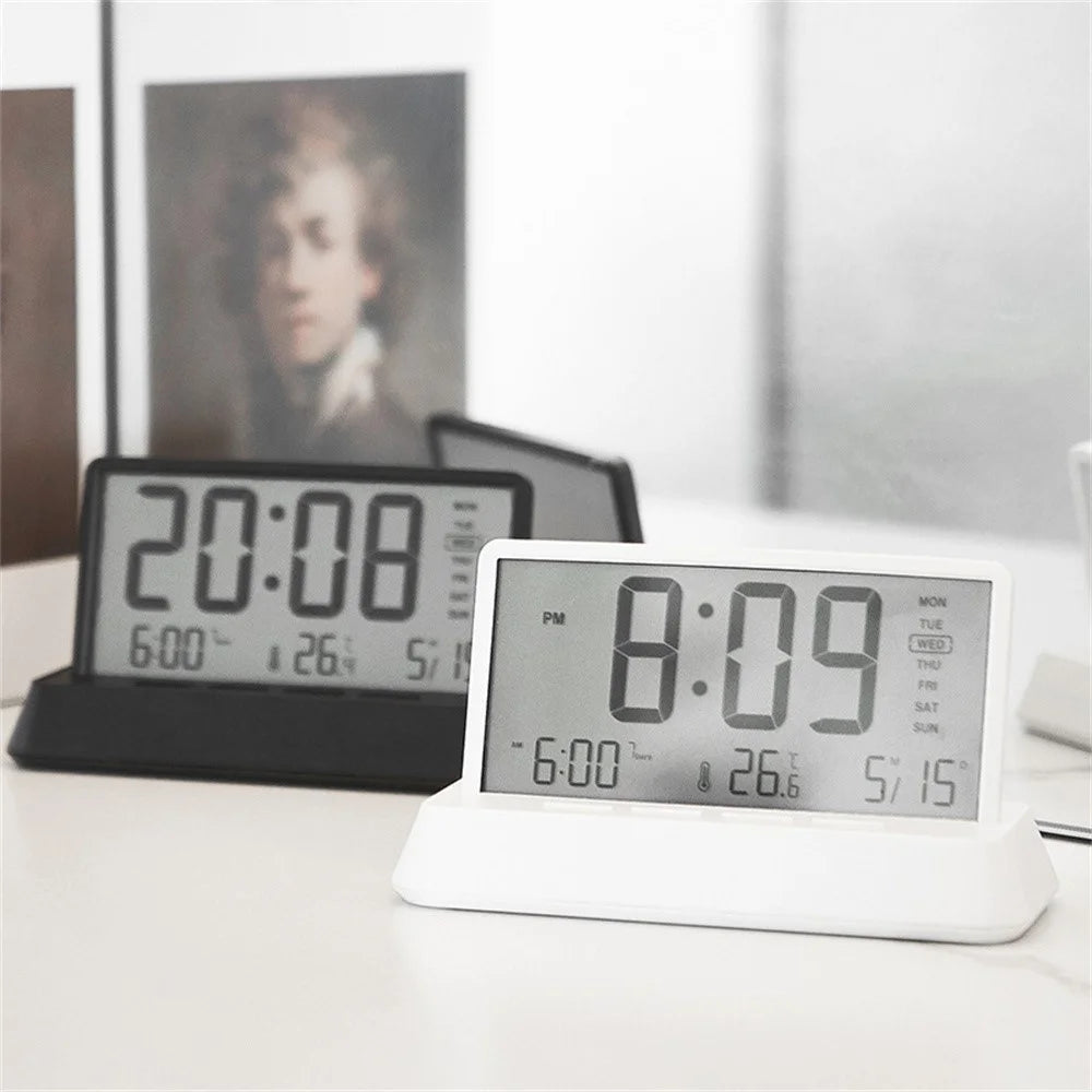 2301 LED Display Multifunction Digital Alarm Clock with Temperature Calendar Snooze Function - Black / Transparent - 6