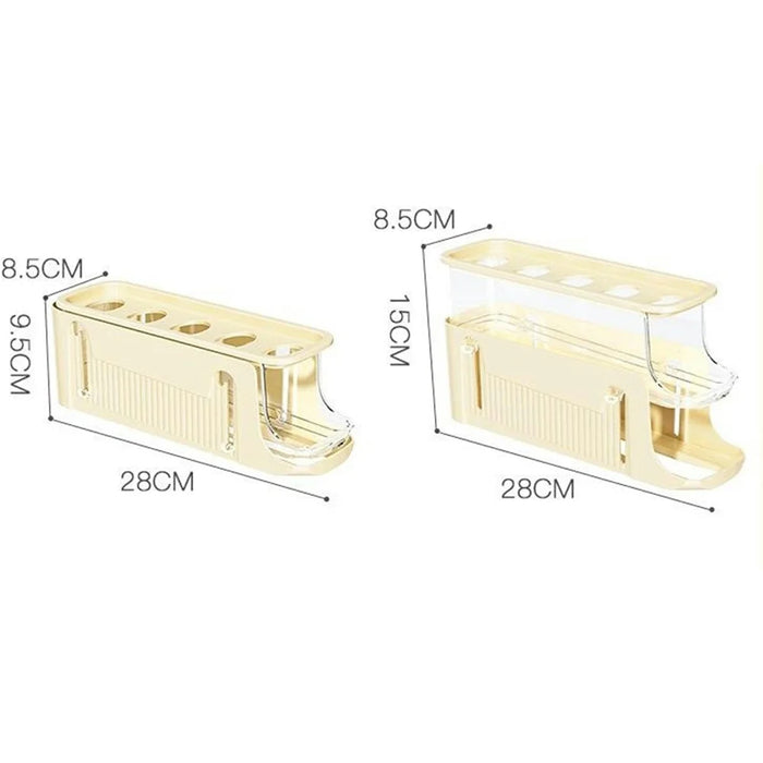 3-Tier Egg Storage Container Auto Rolling Design Refrigerator Side Door Organizer (BPA Free, No FDA) - Beige - 7