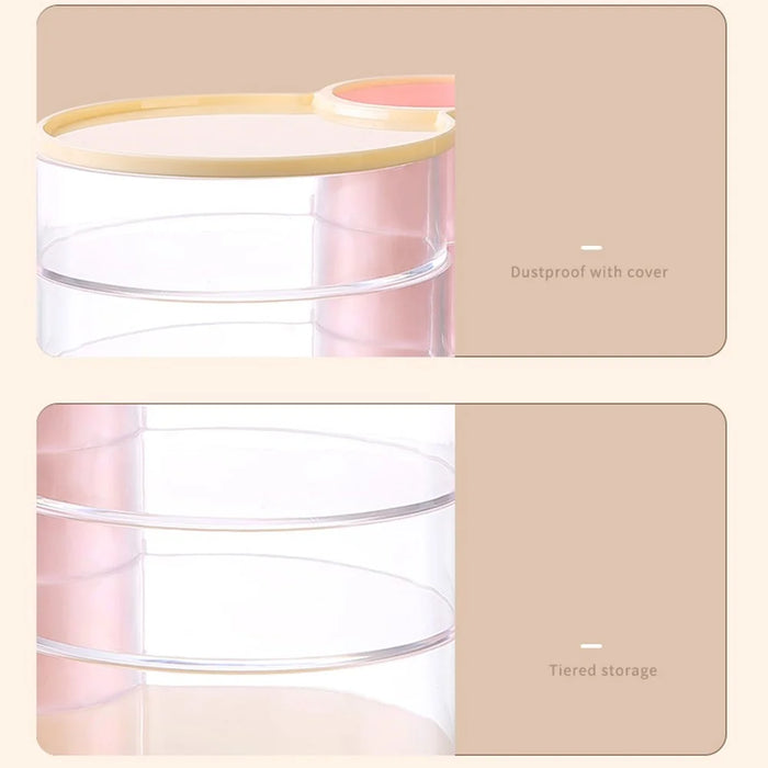 Multifunction Storage Container Desktop Organizer Rotating Makeup Brush Holder Pencil Cup - Transparent Pink - 7