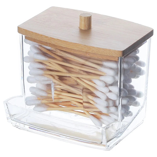 Acrylic Cotton Swab Holder Portable Transparent Storage Box Makeup Organizer Square Container For Home - 1
