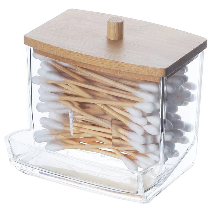 Acrylic Cotton Swab Holder Portable Transparent Storage Box Makeup Organizer Square Container For Home - 1
