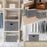 Cotton Linen Foldable Storage Box with Lid Large Size 44 x 30 x 29cm Organizer Container for Home Use - Grey - 5