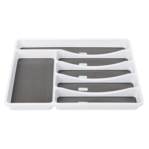 Silverware Tray for Kitchen Drawer 6-Compartment Plastic Flatware Tableware Silverware Drawer Organizer - 1