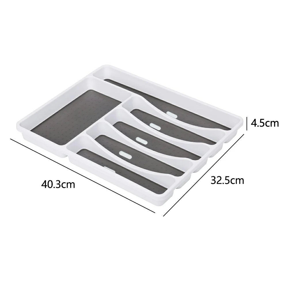 Silverware Tray for Kitchen Drawer 6-Compartment Plastic Flatware Tableware Silverware Drawer Organizer - 6