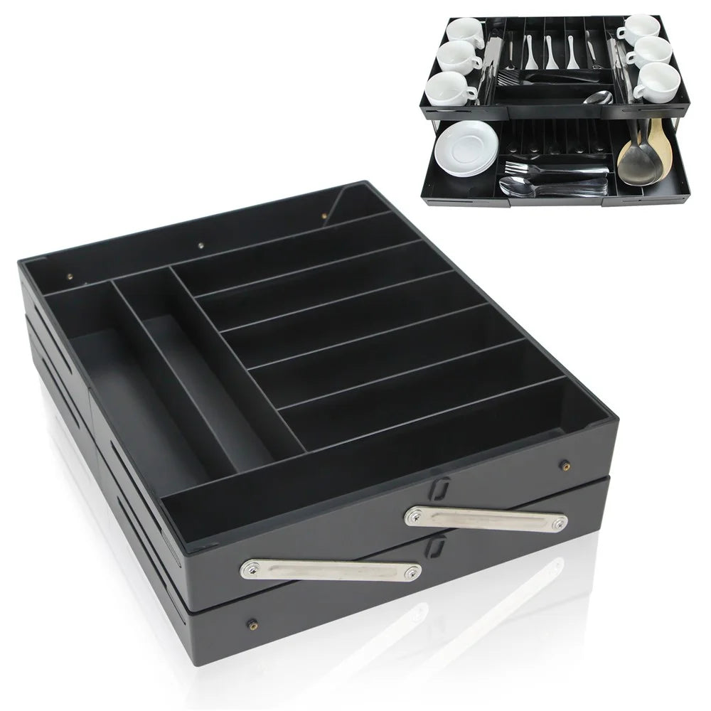Foldable Storage Box for Vanity Jewelry Cosmetics Drawer Organizer Desktop Organizer - Black - 1