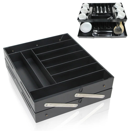 Foldable Storage Box for Vanity Jewelry Cosmetics Drawer Organizer Desktop Organizer - Black - 1