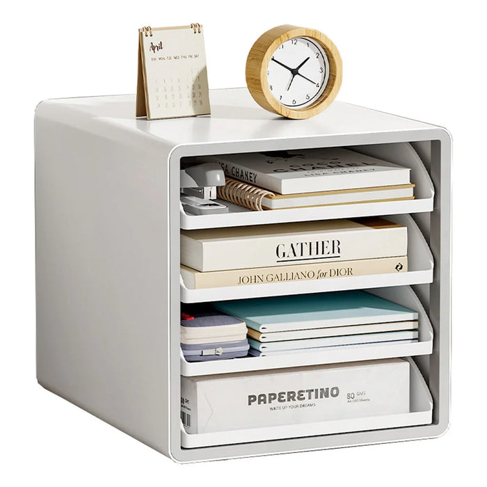 Open Style Desktop Organizer 4-Drawer Storage Box A4 File Cabinet Workstation Organizer for Office / Home - 1