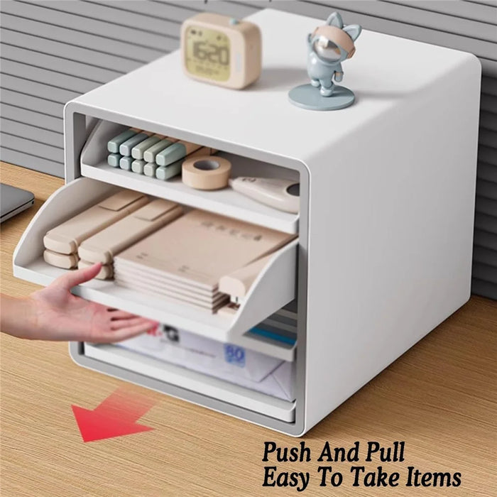 Open Style Desktop Organizer 4-Drawer Storage Box A4 File Cabinet Workstation Organizer for Office / Home - 3
