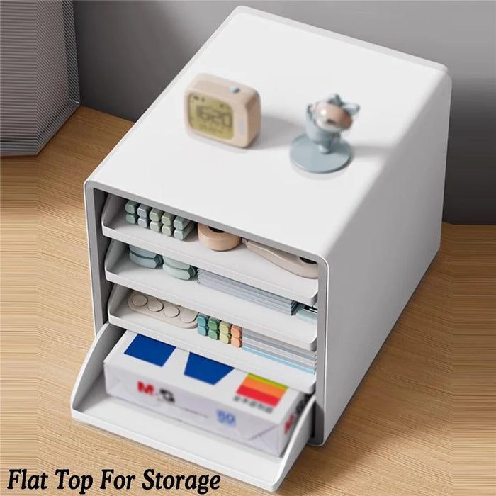 Open Style Desktop Organizer 4-Drawer Storage Box A4 File Cabinet Workstation Organizer for Office / Home - 4
