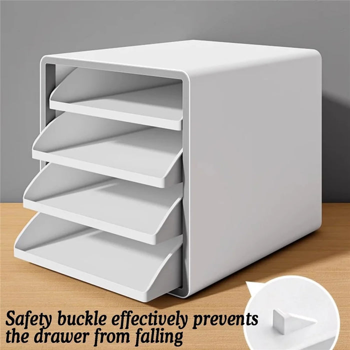 Open Style Desktop Organizer 4-Drawer Storage Box A4 File Cabinet Workstation Organizer for Office / Home - 5