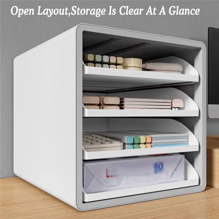 Open Style Desktop Organizer 4-Drawer Storage Box A4 File Cabinet Workstation Organizer for Office / Home - 6