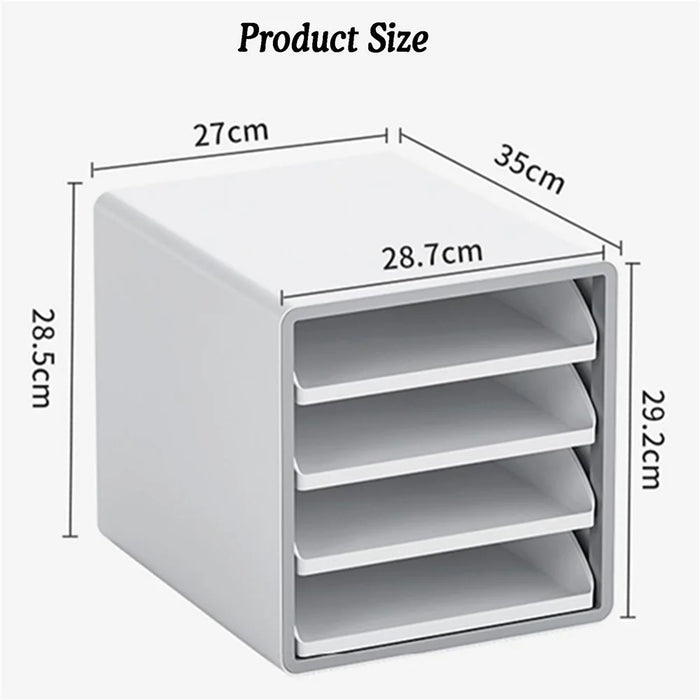 Open Style Desktop Organizer 4-Drawer Storage Box A4 File Cabinet Workstation Organizer for Office / Home - 7