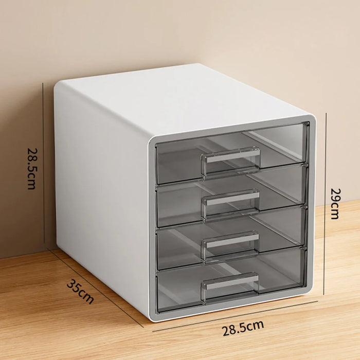 Drawer Style Desktop Organizer 4-Tier Clear File Cabinet A4 Documents Workspace Storage Box for Office / Home - 7