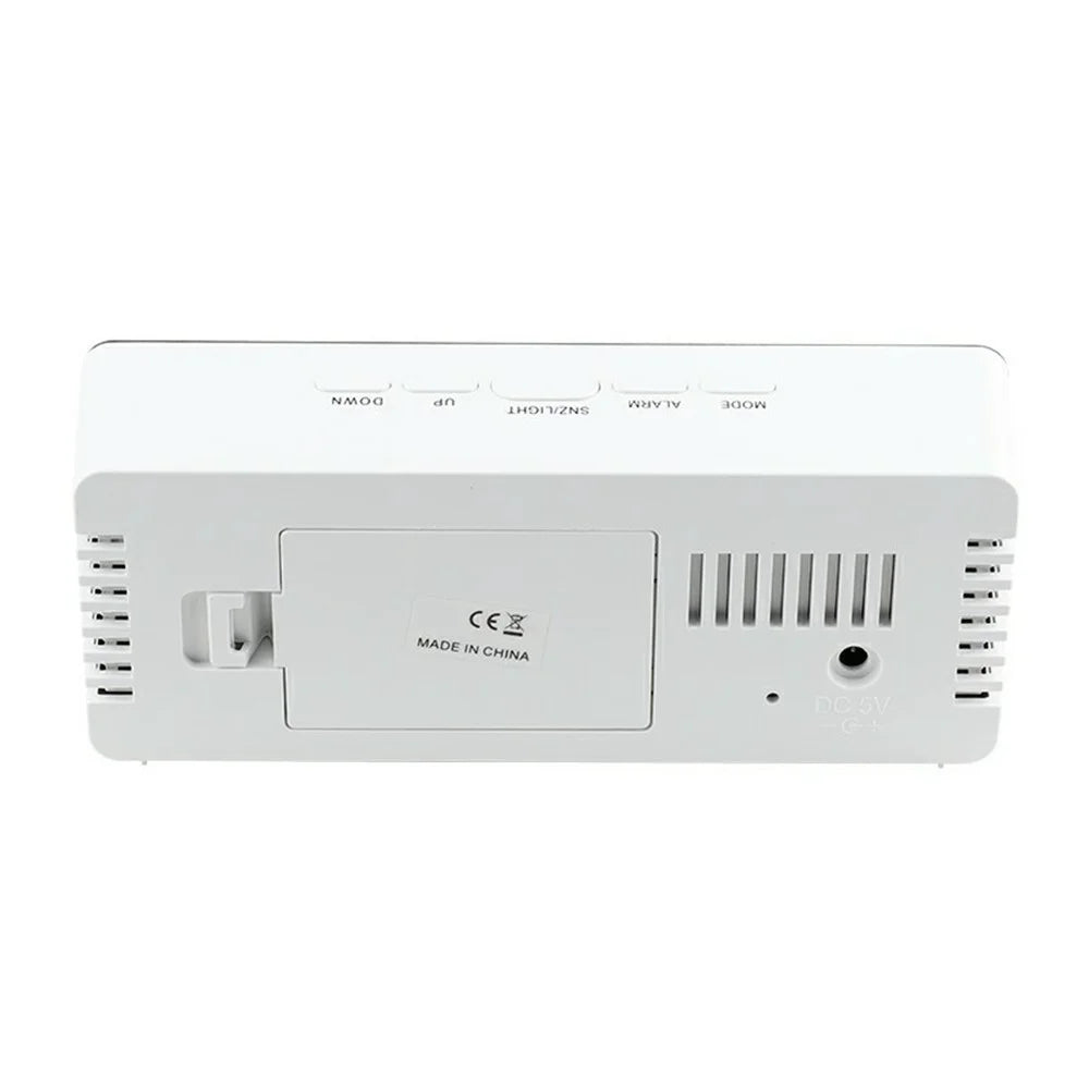TS-S69 LED Digital Display Multifunction Clock Desk Makeup Mirror Alarm Clock with Temperature - White+White - 2