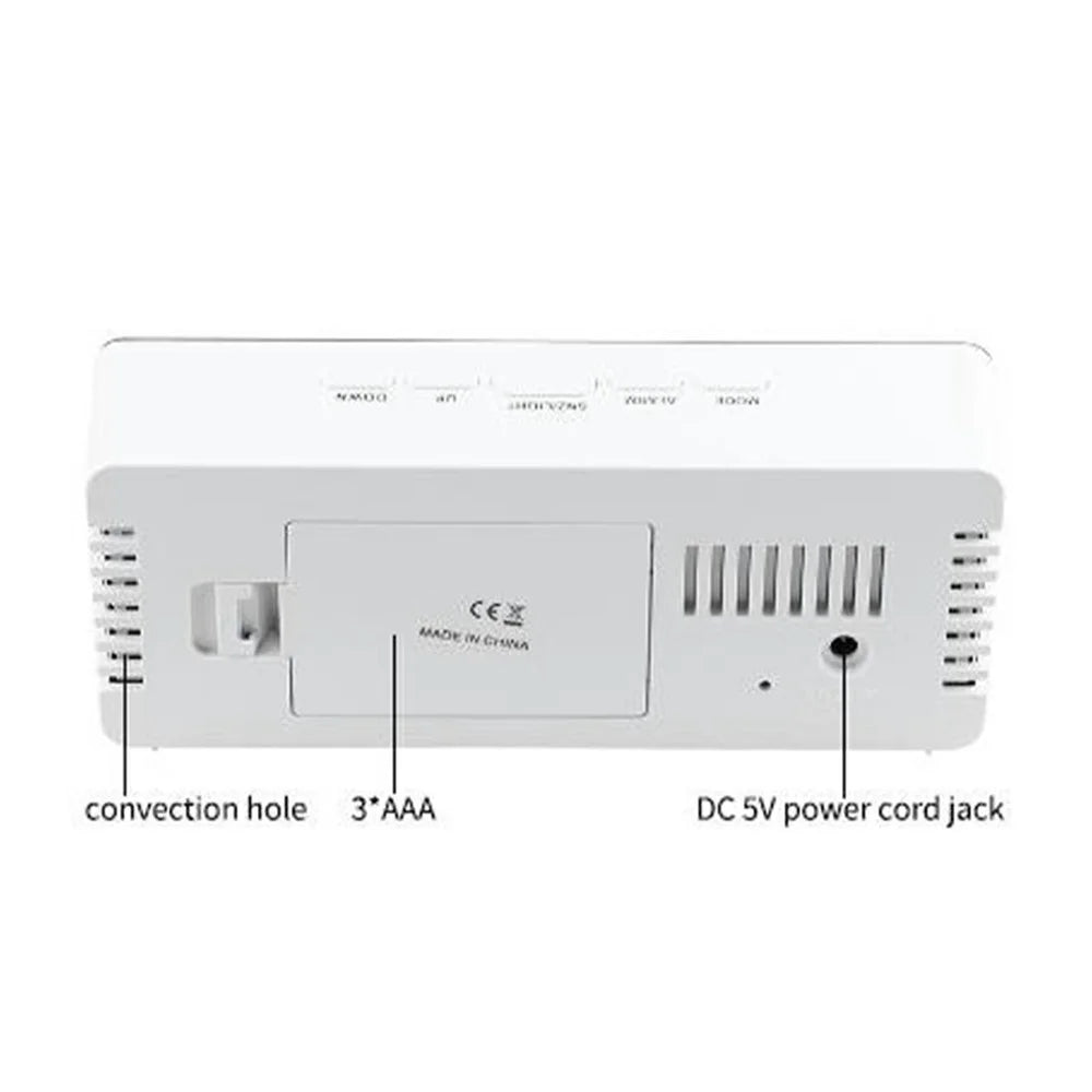TS-S69 LED Digital Display Multifunction Clock Desk Makeup Mirror Alarm Clock with Temperature - White+White - 4