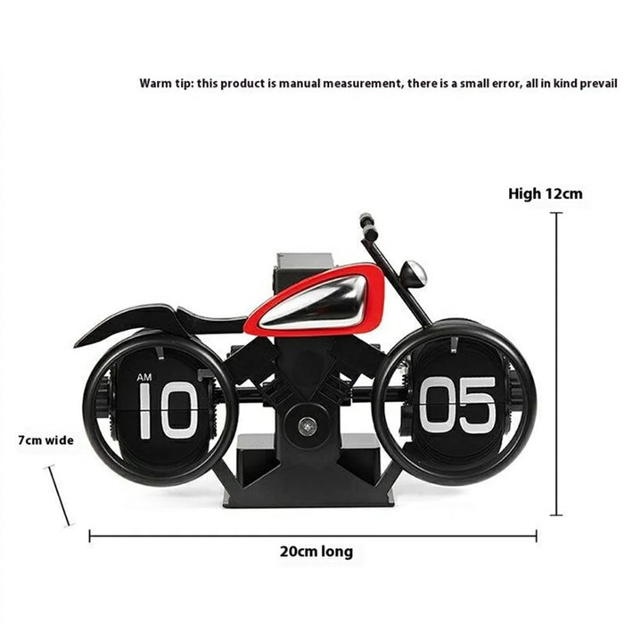 Motorcycle Design Flip Desk Clock Creative Decorative Mechanical Timepiece - Black+Red - 5
