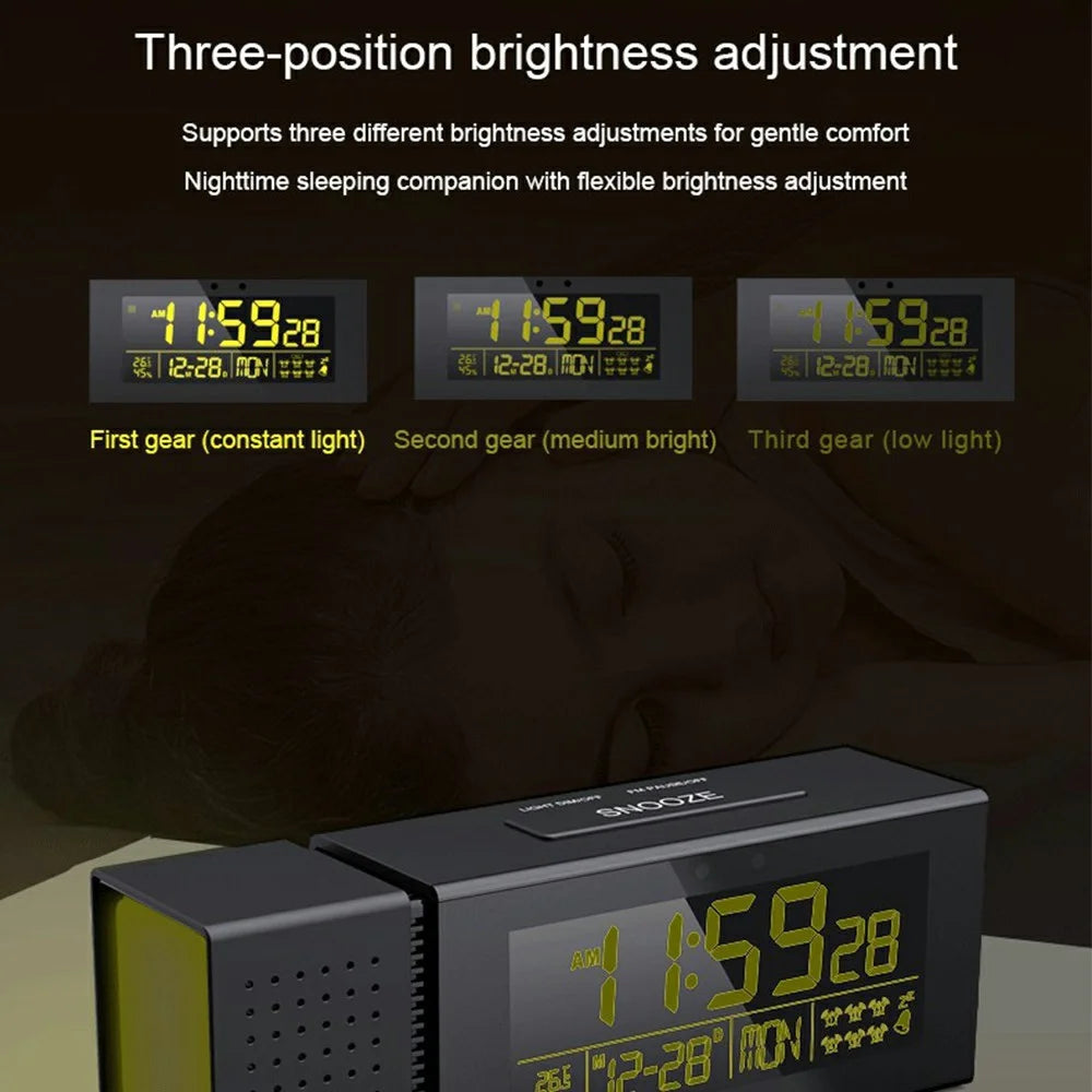 TS-P30 Creative Radio Alarm Clock with Color Alert Digital Display Sound Light IR Motion Sensor 7 Color Night Light - Black - 3