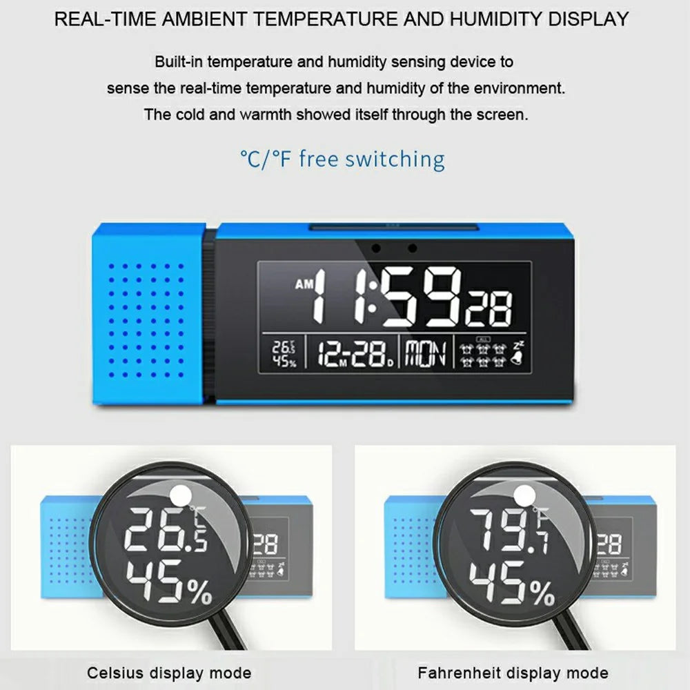 TS-P30 Creative Radio Alarm Clock with Color Alert Digital Display Sound Light IR Motion Sensor 7 Color Night Light - Black - 7