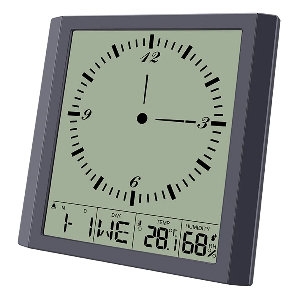 TS-8675 Multifunctional Digital Wall Clock Large Screen Display Temperature Humidity Meter Alarm Clock - 1