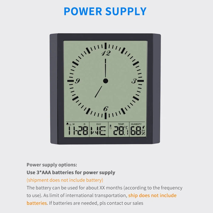 TS-8675 Multifunctional Digital Wall Clock Large Screen Display Temperature Humidity Meter Alarm Clock - 6
