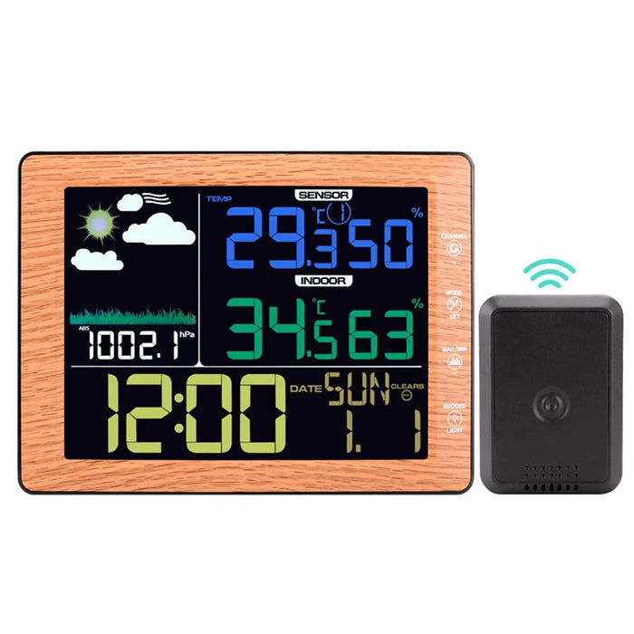 TS-8210 Color Screen Wireless Weather Clock Indoor Outdoor Thermometer Hygrometer Wall Clock - 1