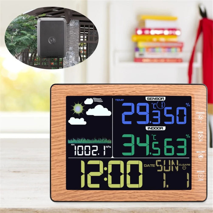 TS-8210 Color Screen Wireless Weather Clock Indoor Outdoor Thermometer Hygrometer Wall Clock - 4