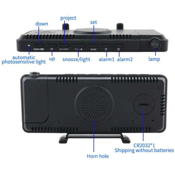 TS-9210 RGB Mirror Projection Clock Large Screen Digital Alarm Clock Desktop Electronic Clock - 4