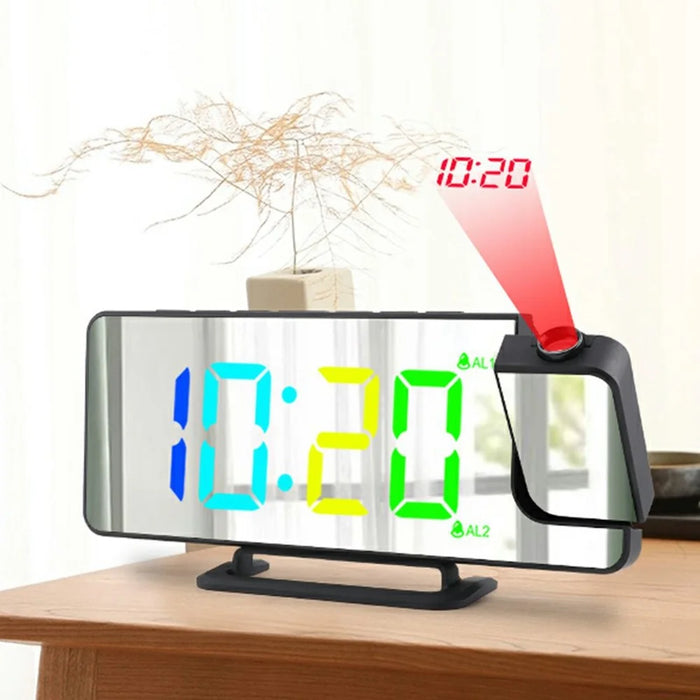 TS-9210 RGB Mirror Projection Clock Large Screen Digital Alarm Clock Desktop Electronic Clock - 6