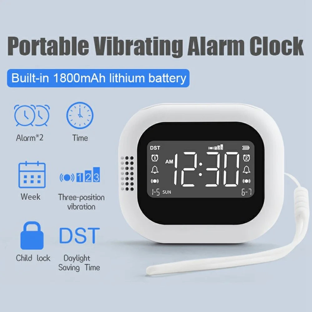 TS-BC700 Portable Vibrating Alarm Clock Multifunction Rechargeable Vibration Clock for Deaf / Elderly / Heavy Sleepers - 2