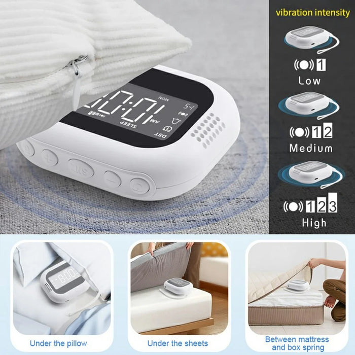TS-BC700S Portable Vibrating Alarm Clock 2.75 Inch White Noise Machine for Deaf Elderly Heavy Sleepers - 7