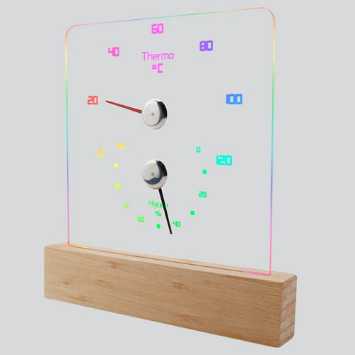 TS-JX810-RGB Sauna Room Thermometer Hygrometer Meter RGB Lighting Temperature Humidity Gauge for Steam Room - 1