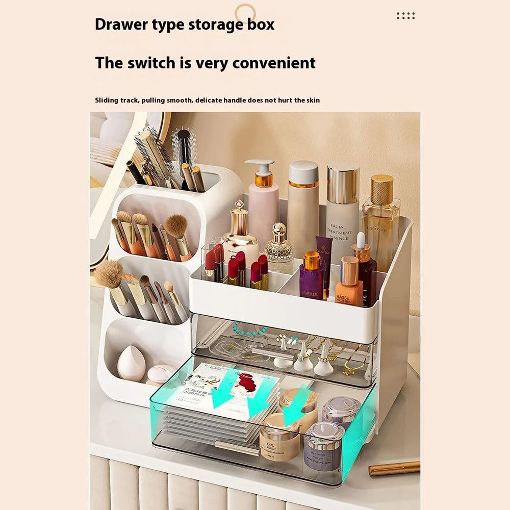 Multi-Tier Makeup Organizer Drawers Large Capacity Cosmetic Storage Box for Vanity Desktop - White - 4