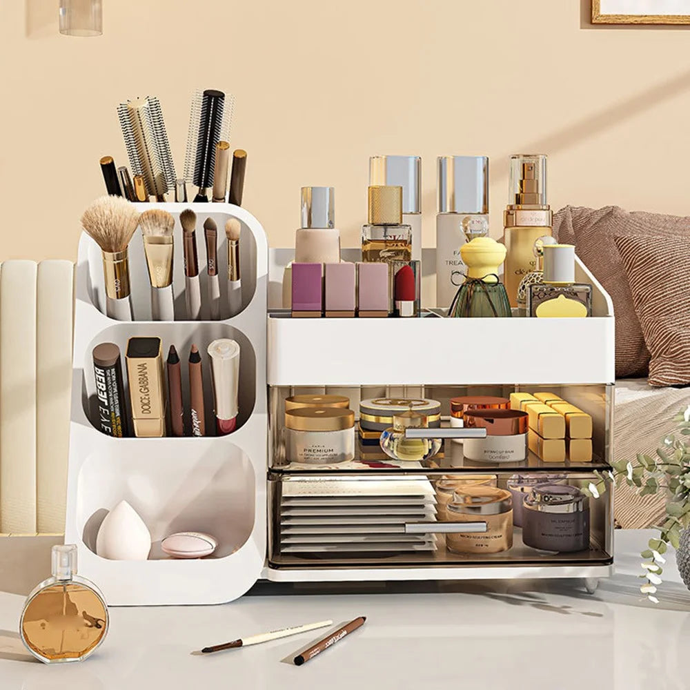 Multi-Tier Makeup Organizer Drawers Large Capacity Cosmetic Storage Box for Vanity Desktop - White - 6