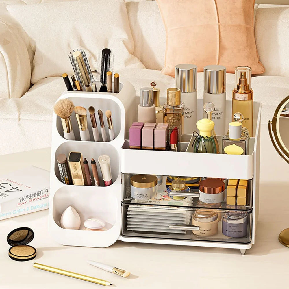 Multi-Tier Makeup Organizer Drawers Large Capacity Cosmetic Storage Box for Vanity Desktop - White - 7