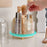 Rotating Makeup Brush Holder Organizer Eyeshadow Brushes Eyebrow Pencils Desktop Cosmetic Storage Box with Lid - Beige - 3