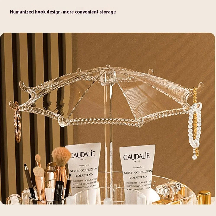 Rotating Makeup Organizer Vanity Skincare Product Cosmetic Storage Box Transparent Jewelry Hanging Holder - 6
