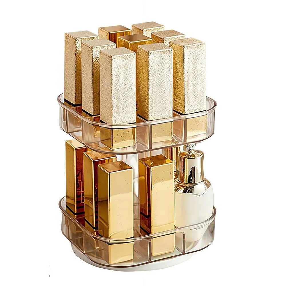 Double Layer Rotating Lipstick Holder Desktop Cosmetics Storage Rack - 1