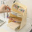 Slanted Cosmetic Organizer Multi-Tier Compartments Plastic Makeup Storage Box Desktop Holder - Beige - 3